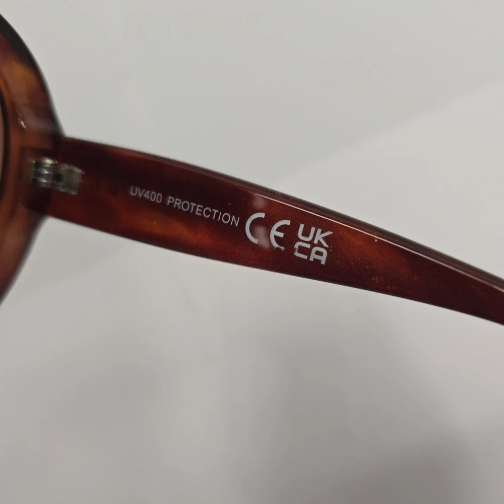 NEW Oversized Round Tortoise Shell Sunglasses Brown Retro Style Dark Lens - Picture 7 of 8